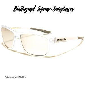 Square Clear Frame White Earpiece Sunglasses